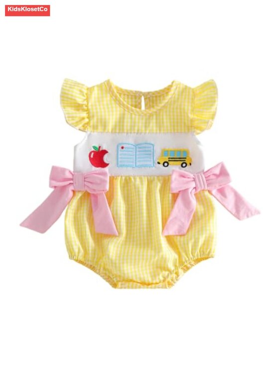 Other - Baby Girl Smocked Bubble Romper Onesie Back to School Outfit